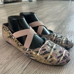 Thierry Rabotin Blush Pink Gold Accent Ballet Flat Shies Women’s Sz 42 Italy